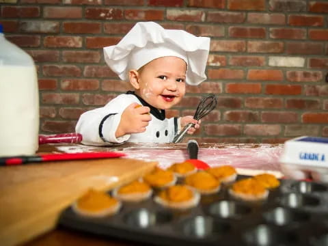 a baby wearing a hat