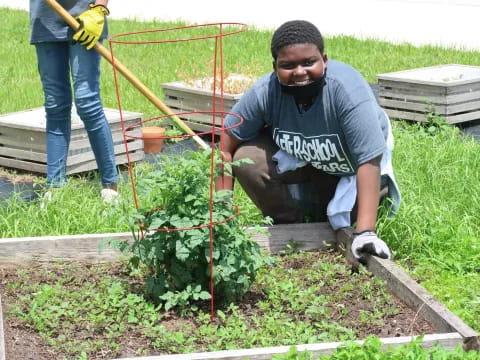 a person working in a garden