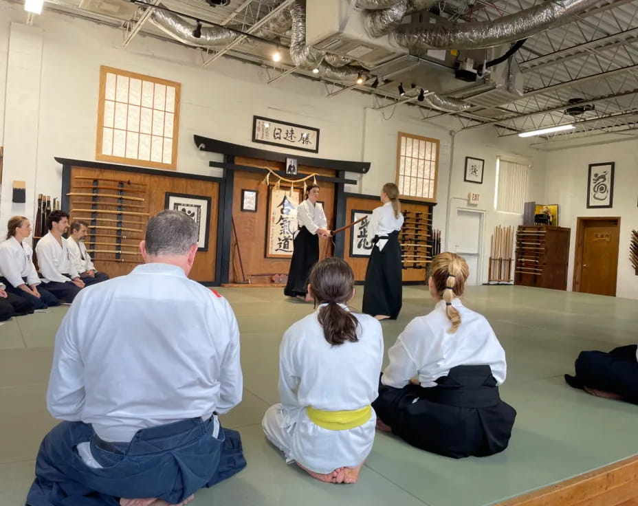 a group of people sitting in a room