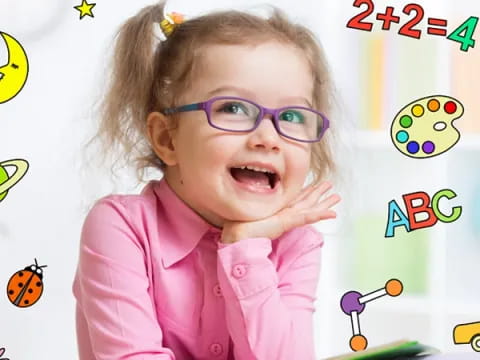 a baby wearing glasses