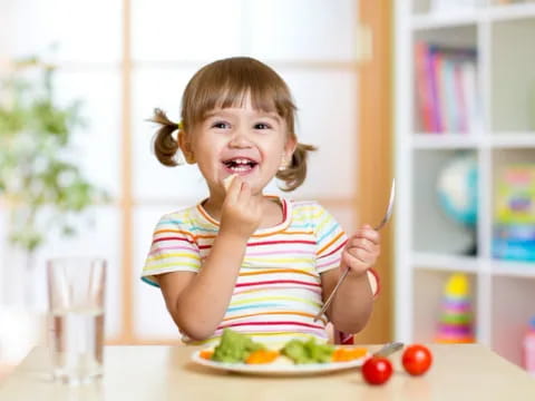 a girl eating food