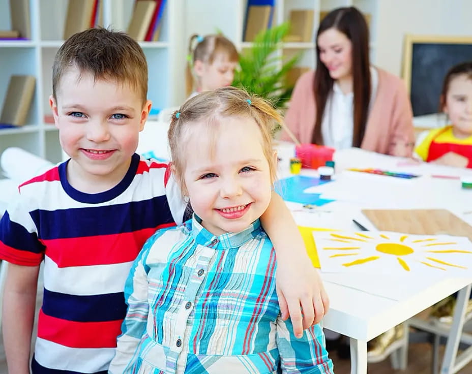 a few children in a classroom