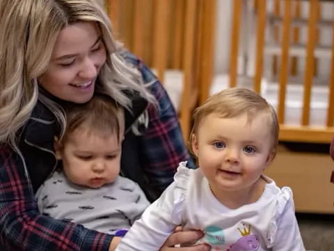 a person and two children