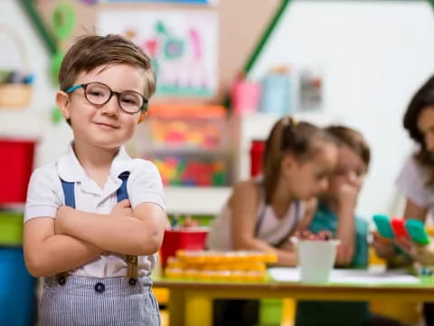 a group of children in a classroom