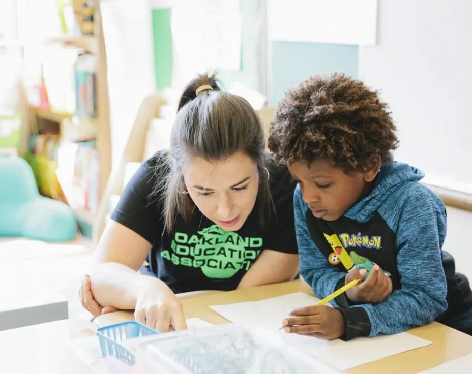 a few children studying