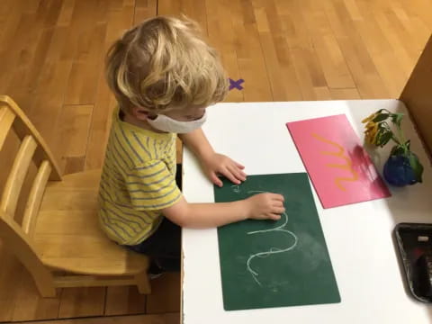 a child drawing on a paper