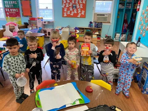 a group of children in a classroom