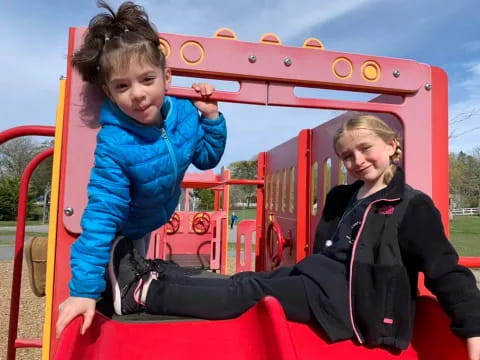 a couple of girls on a ride