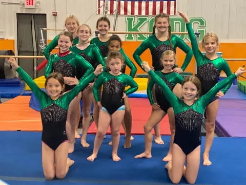 a group of girls in a gym