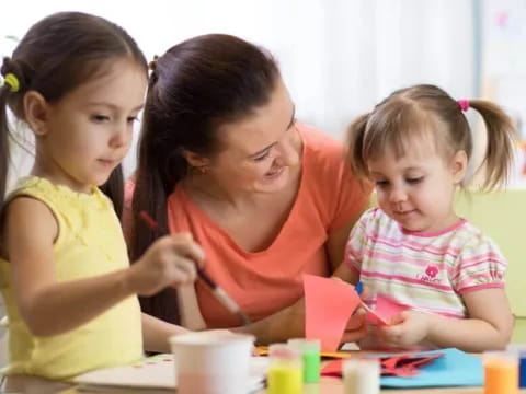 a person and two children