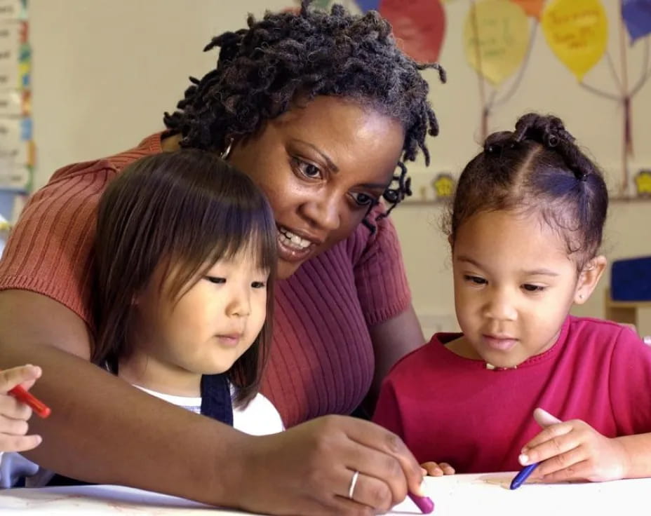 a person and a couple of children