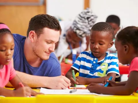 a person and a group of children