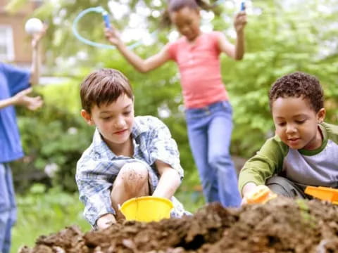 children playing in the sand