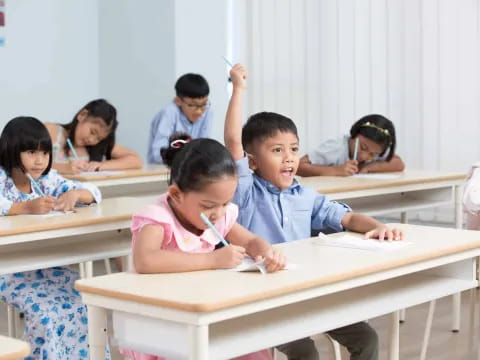 a group of children in a classroom