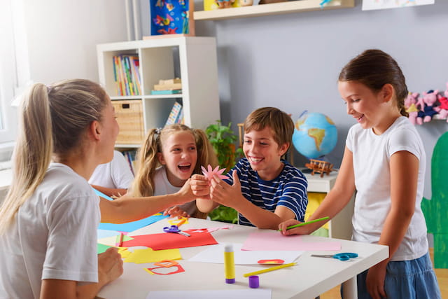 a group of kids playing with toys