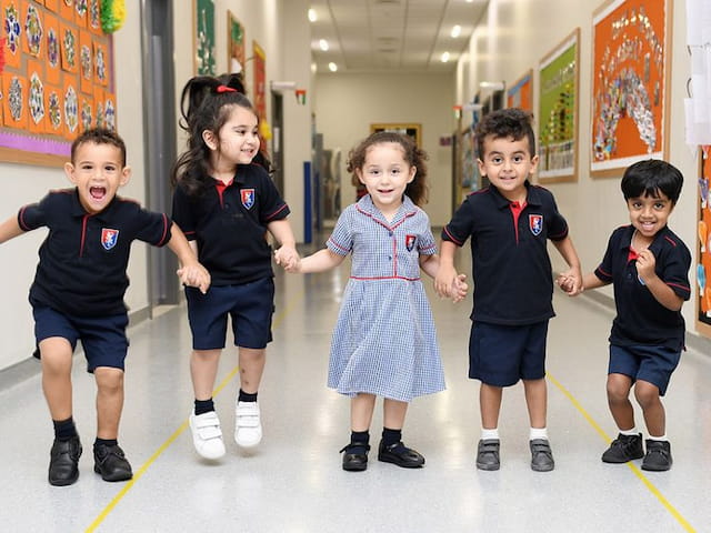 a group of children in a room
