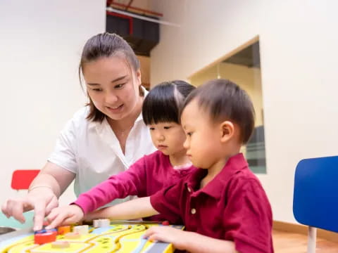 a person and two children