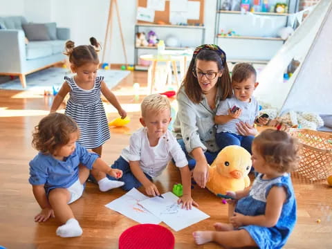 a person and several children