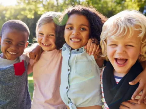 a group of children smiling
