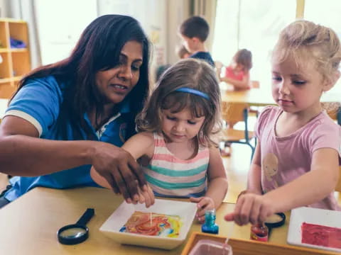 a person and two children