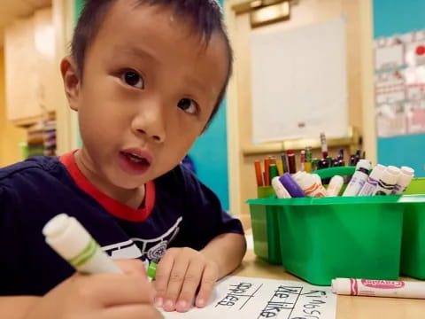 a child sitting at a desk