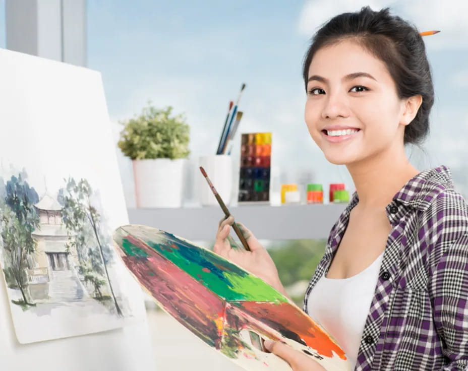 a person painting a picture