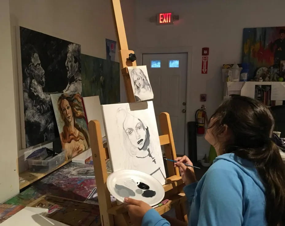 a person painting a picture