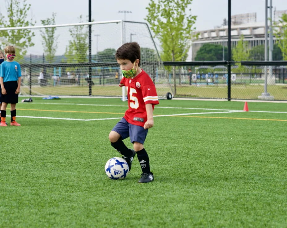 a boy playing football
