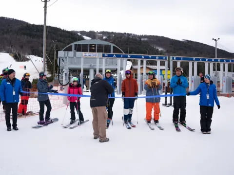a group of people on skis
