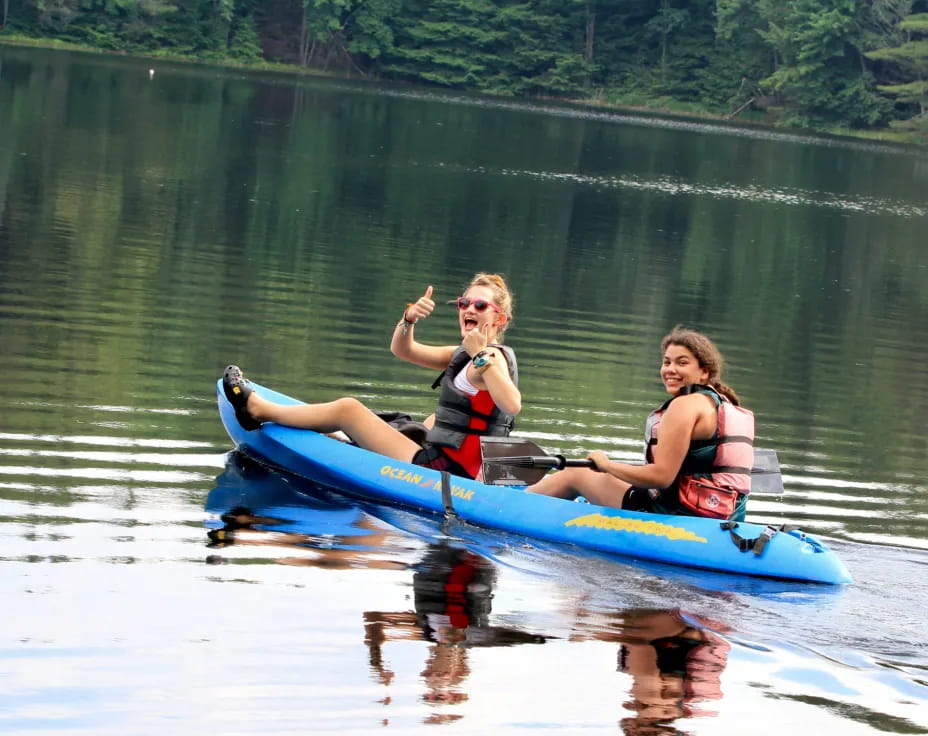 two women in a raft