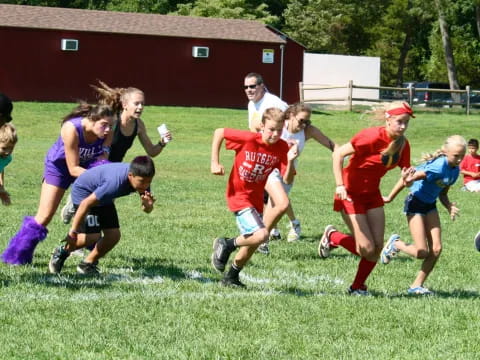 a group of people playing rugby