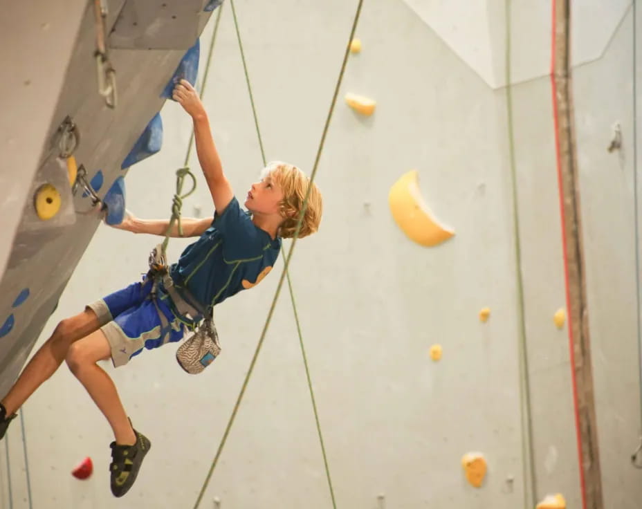 a person climbing a rock wall