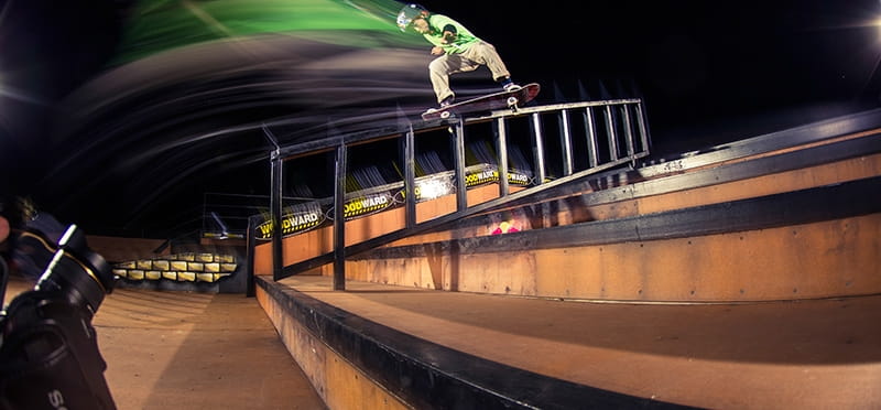 a person jumping on a skateboard