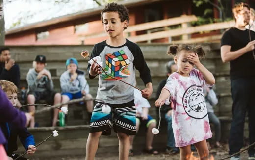 a group of people running