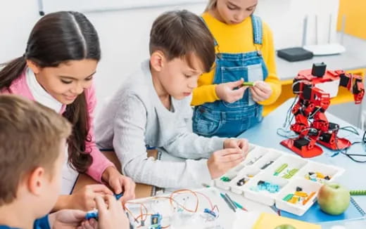 a group of children playing with toys