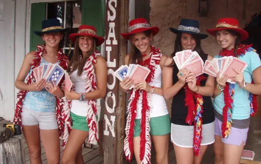 a group of people wearing hats