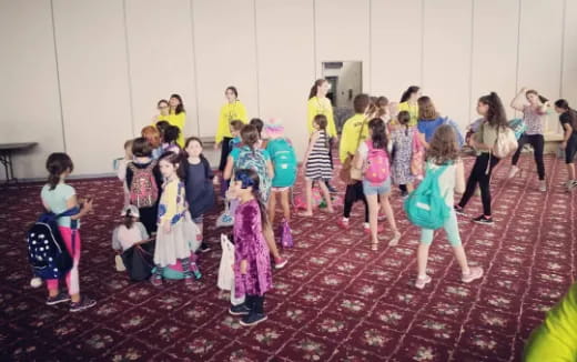a group of children in a room