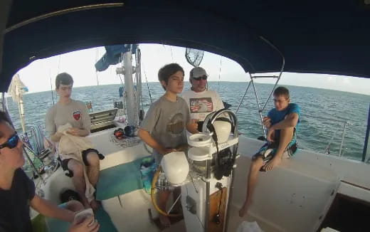 a group of people on a boat