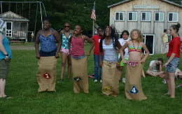 a group of people standing outside
