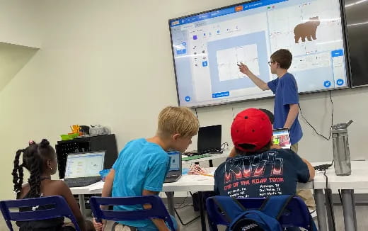 a group of people in a classroom
