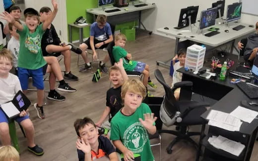 a group of children in a classroom