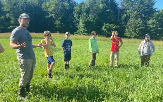a group of people in a field