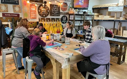 a group of people sitting at a table