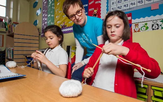 a person and a couple children