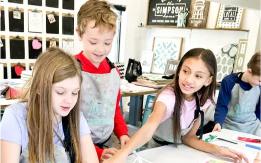 a group of children in a classroom