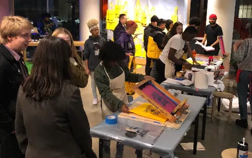 a group of people at a table