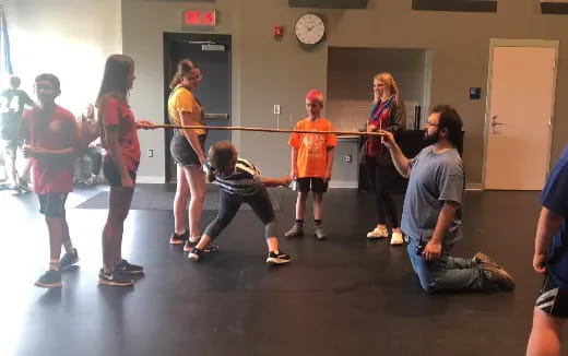 a group of people in a room