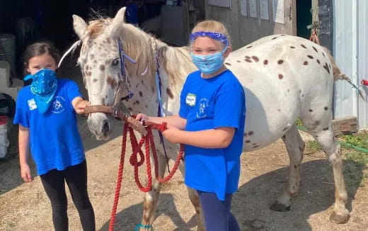 a couple of children with a horse