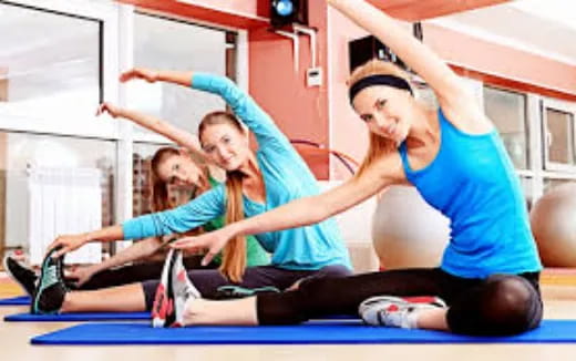 a group of people exercising