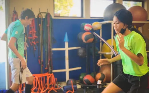 a person wearing headphones working out